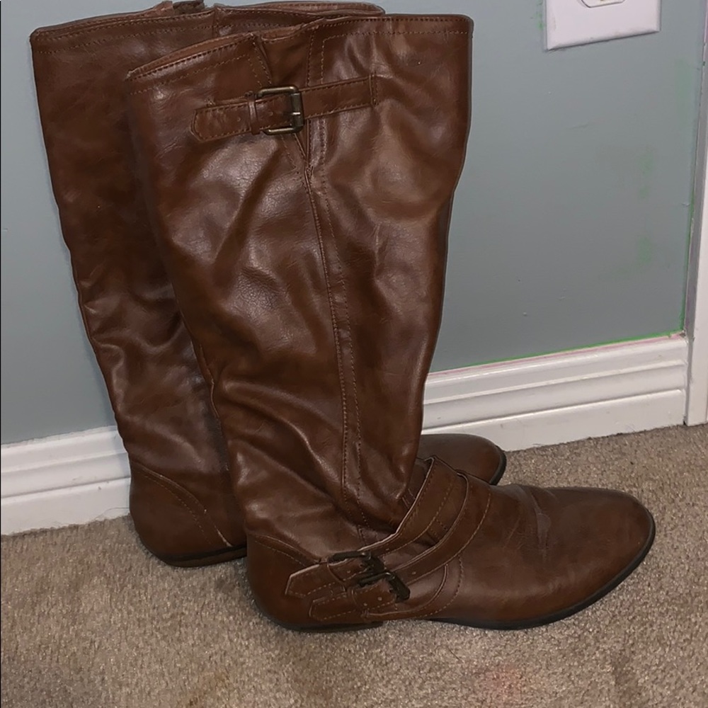 Brown knee high boots